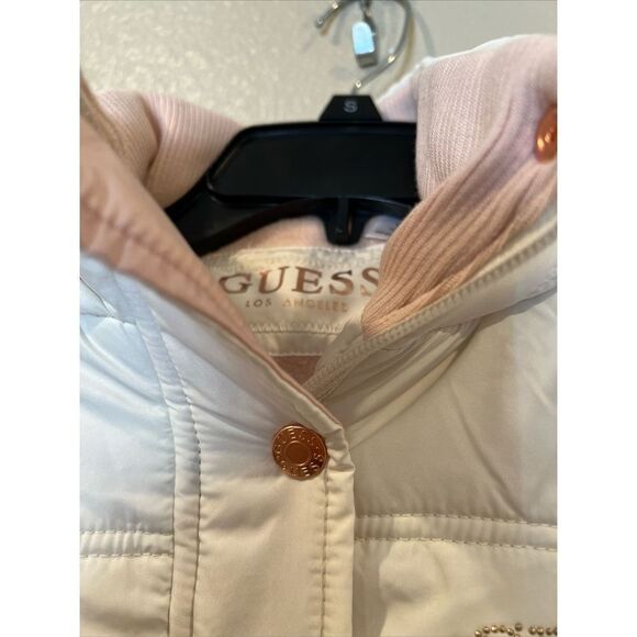 Guess Girl’s Puff Coat cream and pink Sz.10-12 NWT - Picture 5 of 5